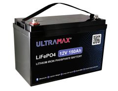 UltraMax Lithium Iron Phosphate LiFePO4 12V 150 Ah Prismatic Bluetooth Heater Battery